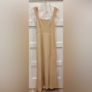 Elegant Minimalist Show Me Your MuMu Beige Square Neck Maxi Dress